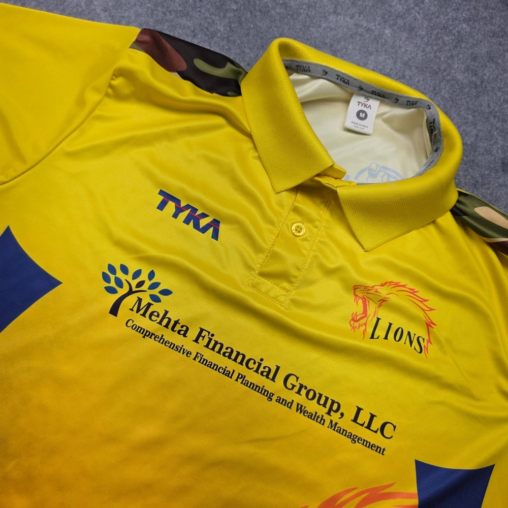 Tyka Mens Cricket Jersey Yellow Orange Viral 37 Mehta Financial Group Size M